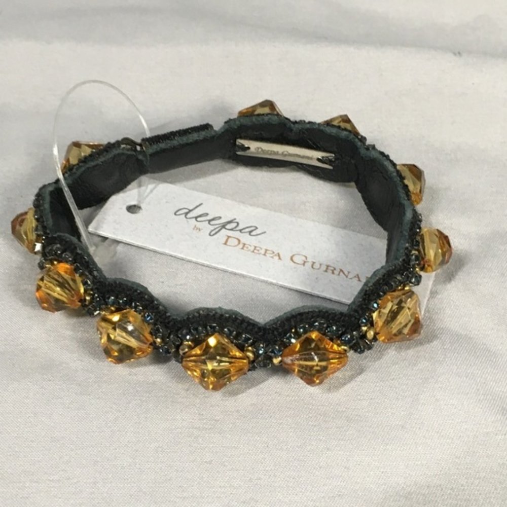 NWT - Deepa Gurnani Pax Hand Beaded Crystal Bracelet